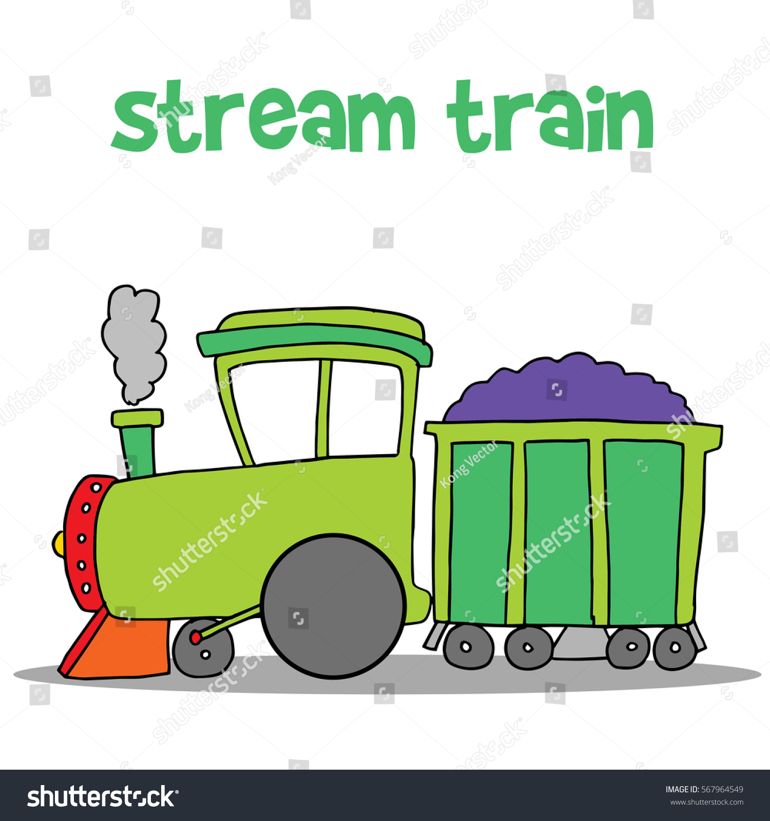 Steam Train Cartoon Vector Art Collection Stock Vector (Royalty Free