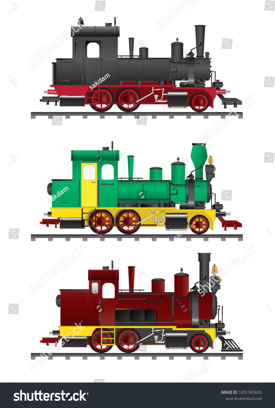 Steam Train Engine Side View Stock Vector Royalty Free 1051345835