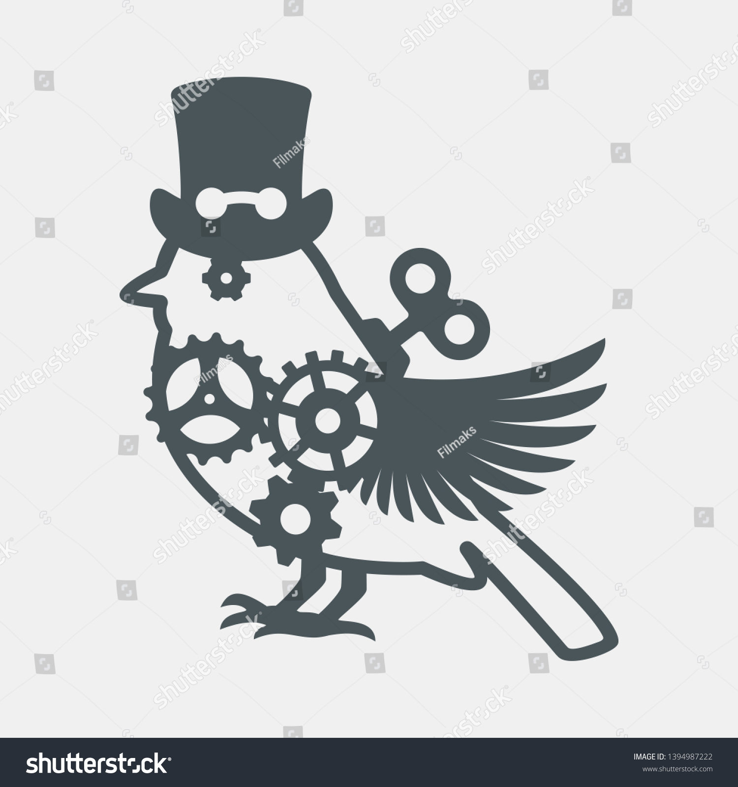 SVG of Steampunk bird laser cut quality vector illustration cut svg