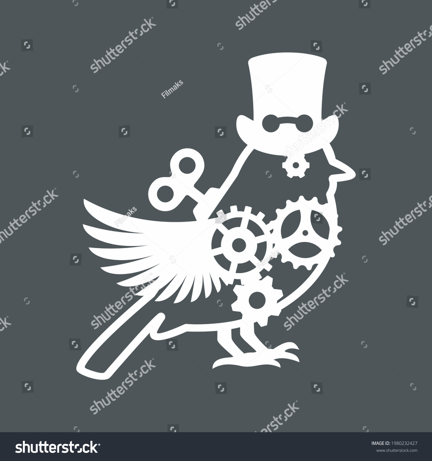 SVG of Steampunk bird laser cut quality vector illustration cut svg