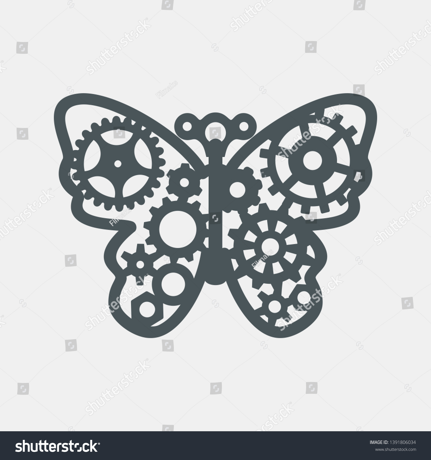 SVG of Steampunk gear butterfly quality vector illustration cut svg