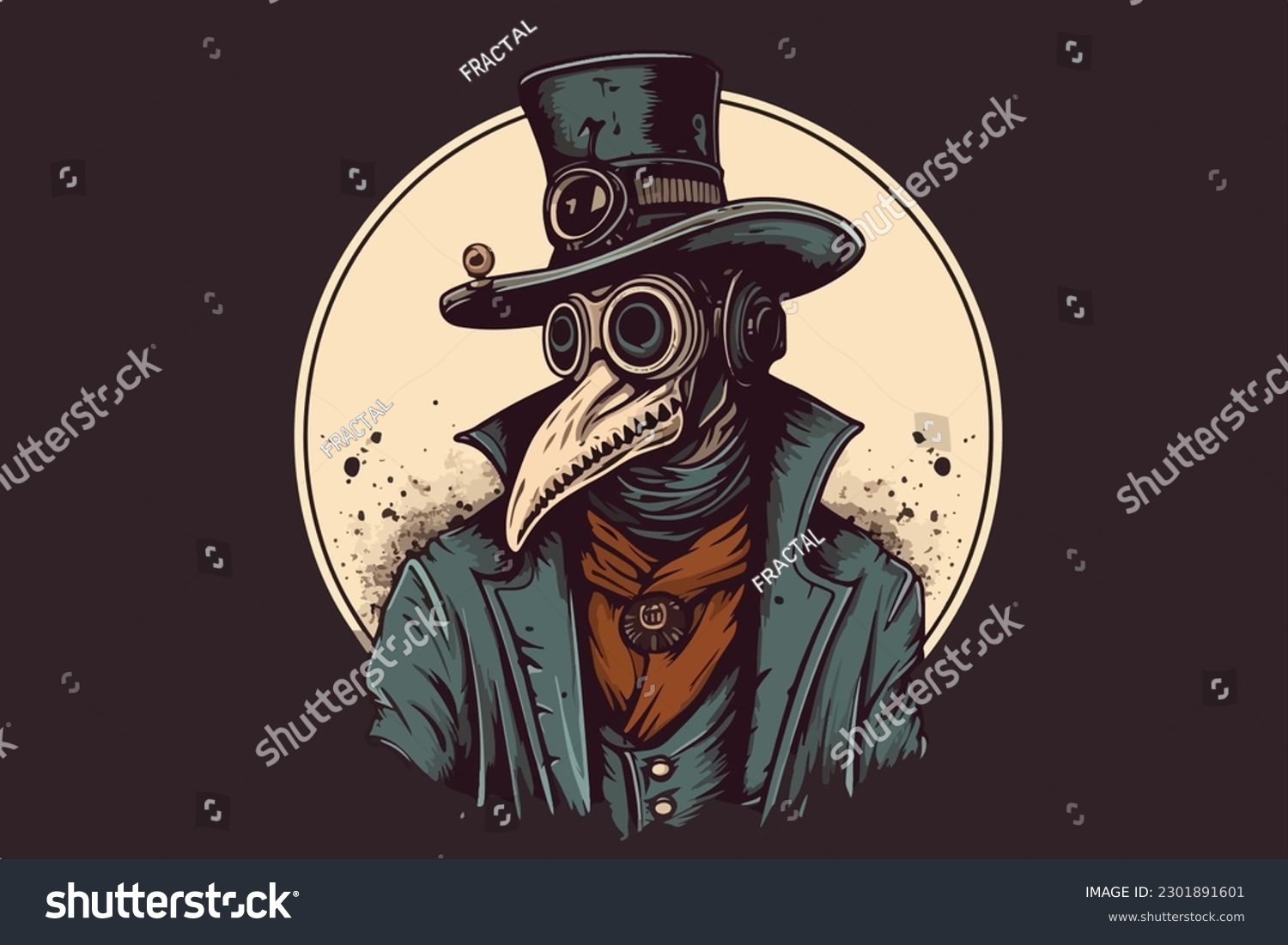 SVG of Steampunk plague doctor vintage vector illustration svg
