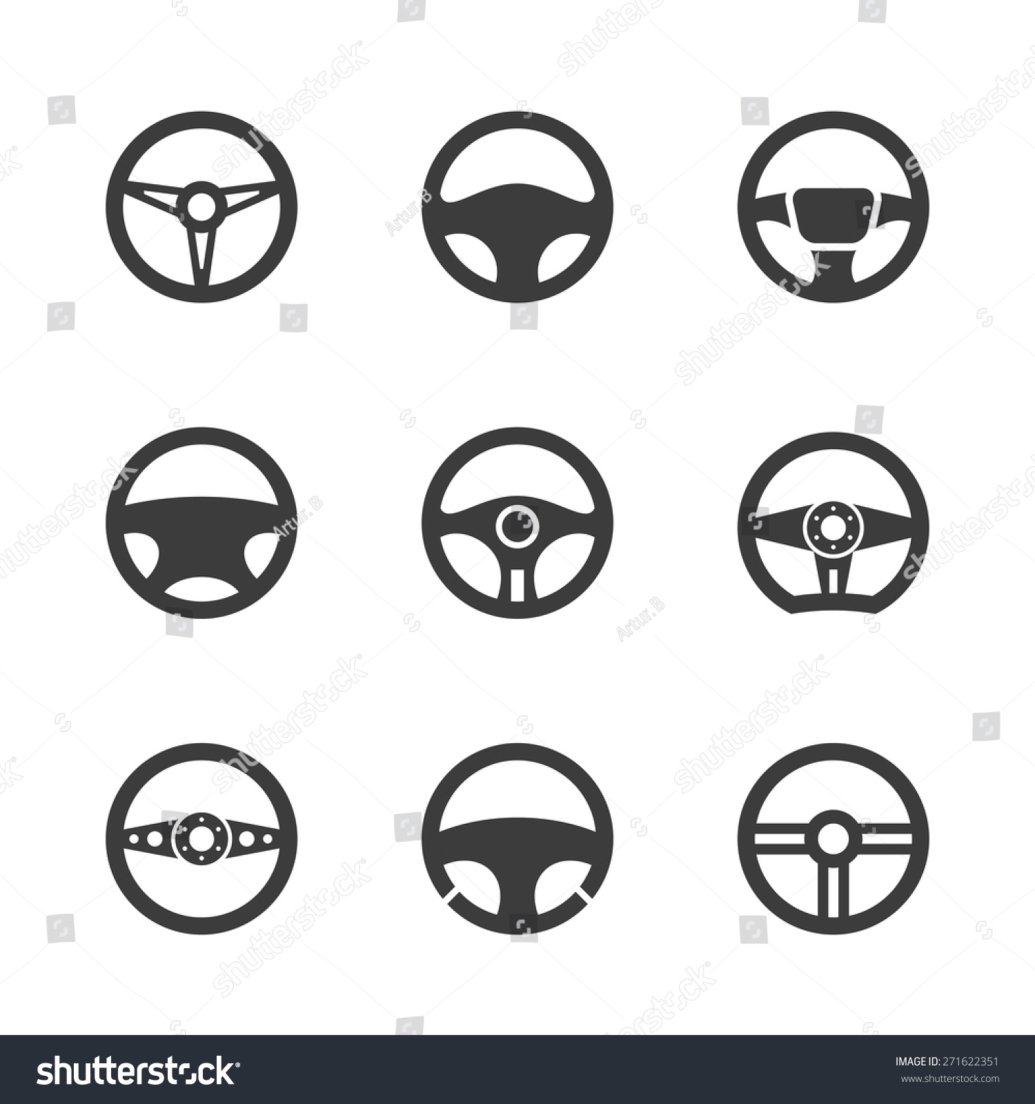 Steering Wheel Icons Set Stock Vector 271622351 - Shutterstock