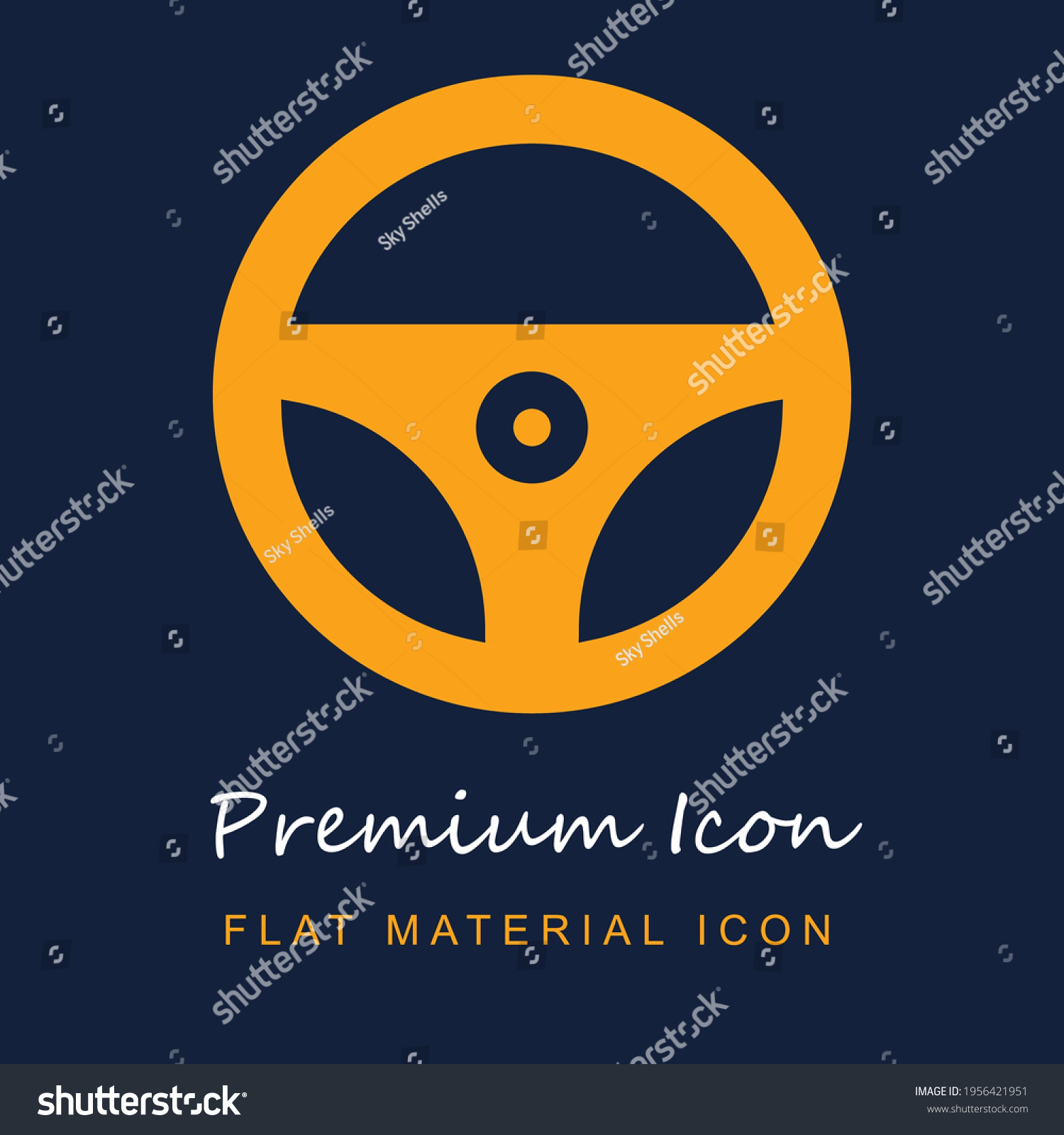 SVG of Steering Wheel premium material ui ux isolated vector icon in navy blue and orange colors svg