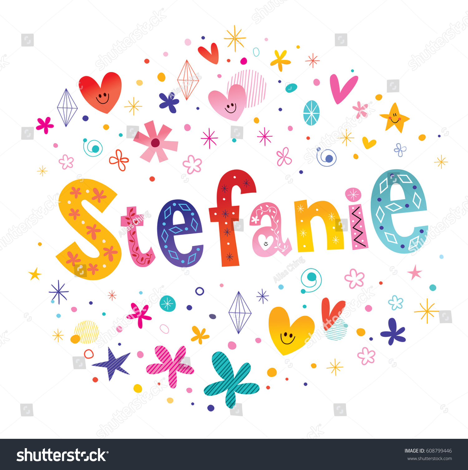 Stefanie Girls Name Decorative Lettering Type Stock Vector (Royalty ...