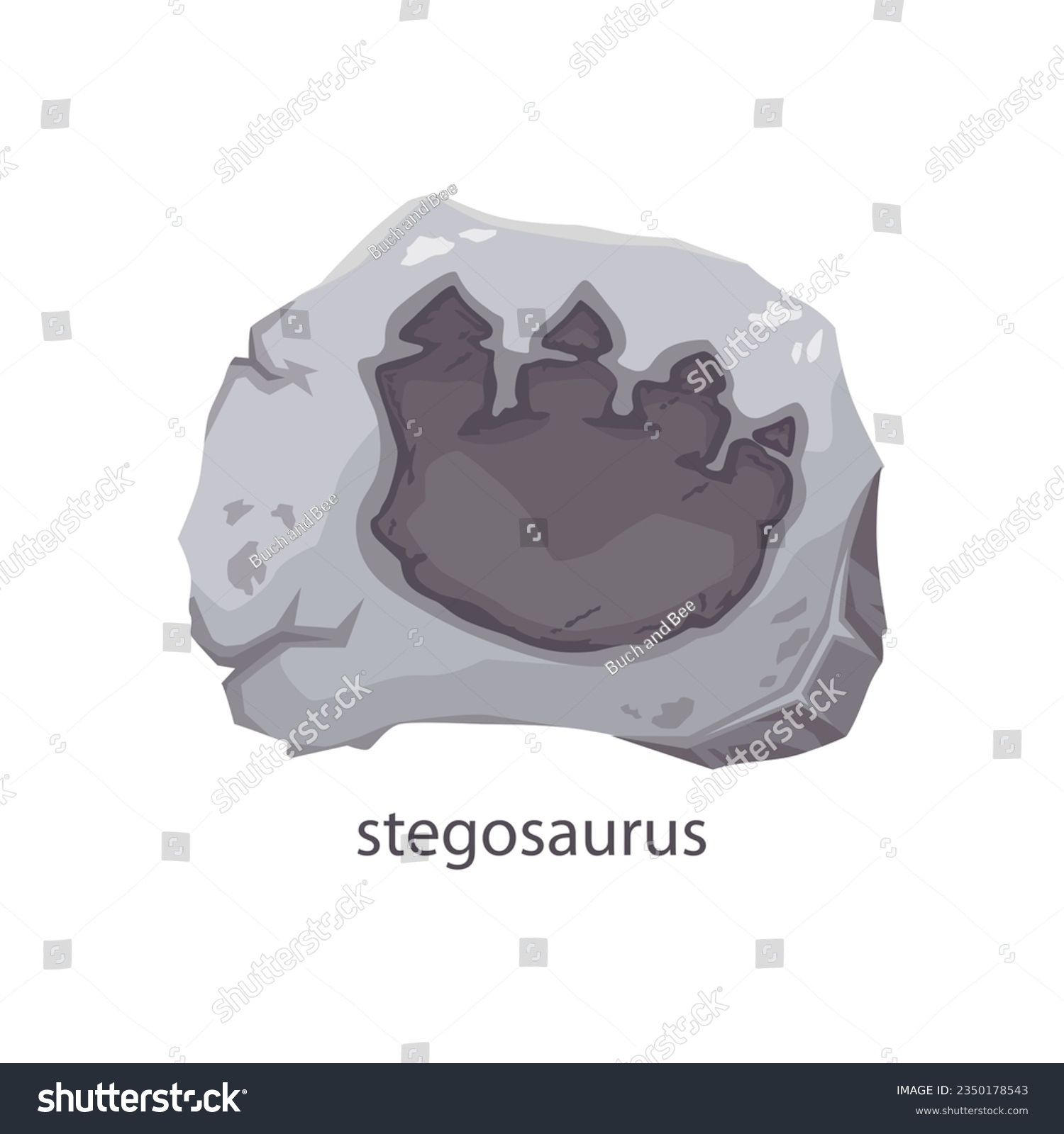 SVG of Stegosaurus dinosaur footprint fossil, archeology stone. Ancient reptile foot ground trace, prehistory animal or Stegosaurus dinosaur paw footprint, prehistoric monster isolated vector footprint svg