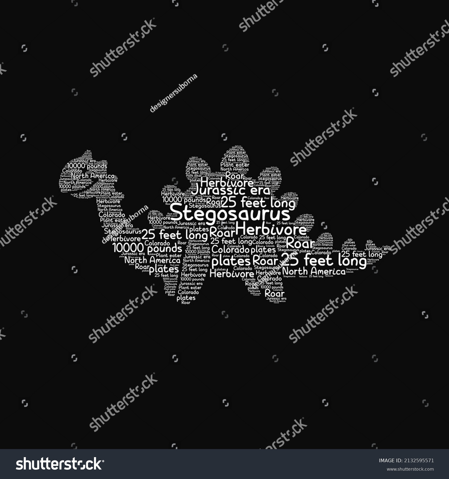 SVG of Stegosaurus shape wordcloud vector illustration design svg