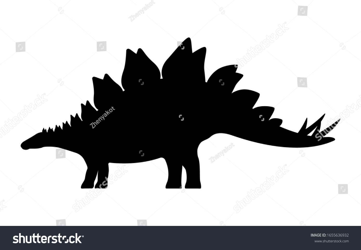 SVG of Stegosaurus silhouette. Vector illustration black silhouette of a stegosaurus dinosaur isolated on a white background. Dinosaur logo icon, side view profile. svg