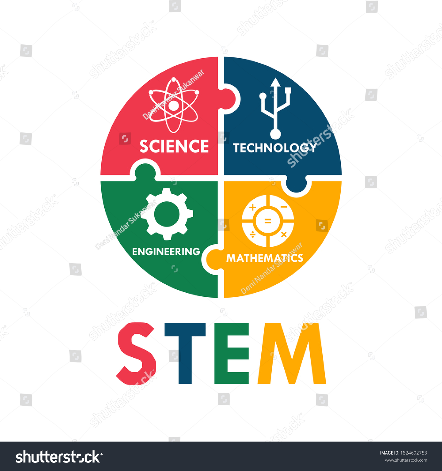 Stem Science Technology Engineering Mathematics Education Stock Vector