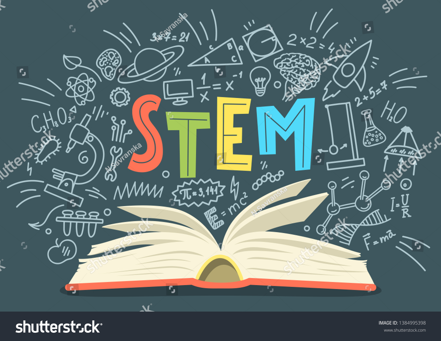 Stem Science Technology Engineering Mathematics Stack Stock Vector ...