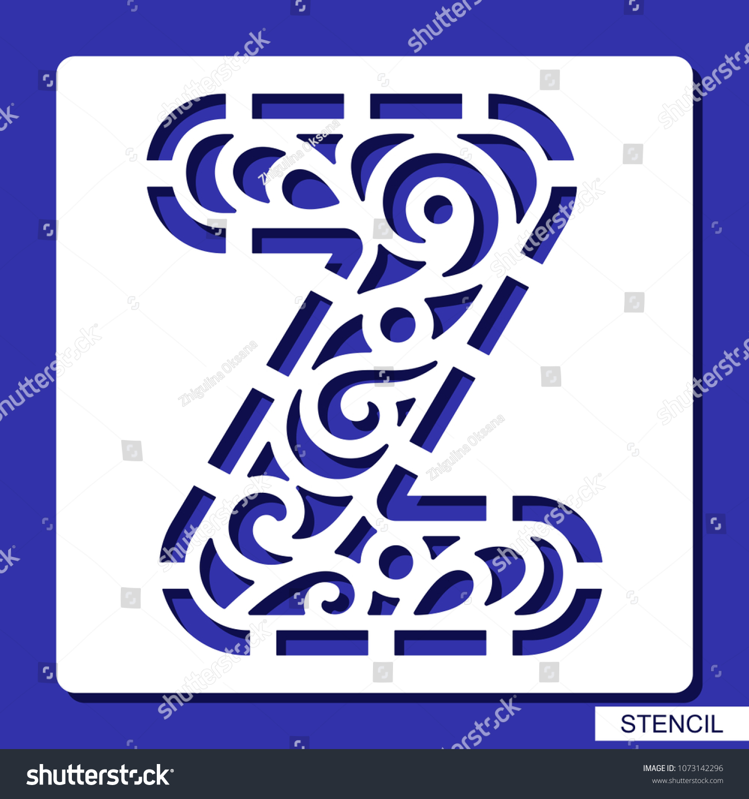 Stencil Alphabet Lacy Letter Z Template Stock Vector Royalty Free 1073142296 6861