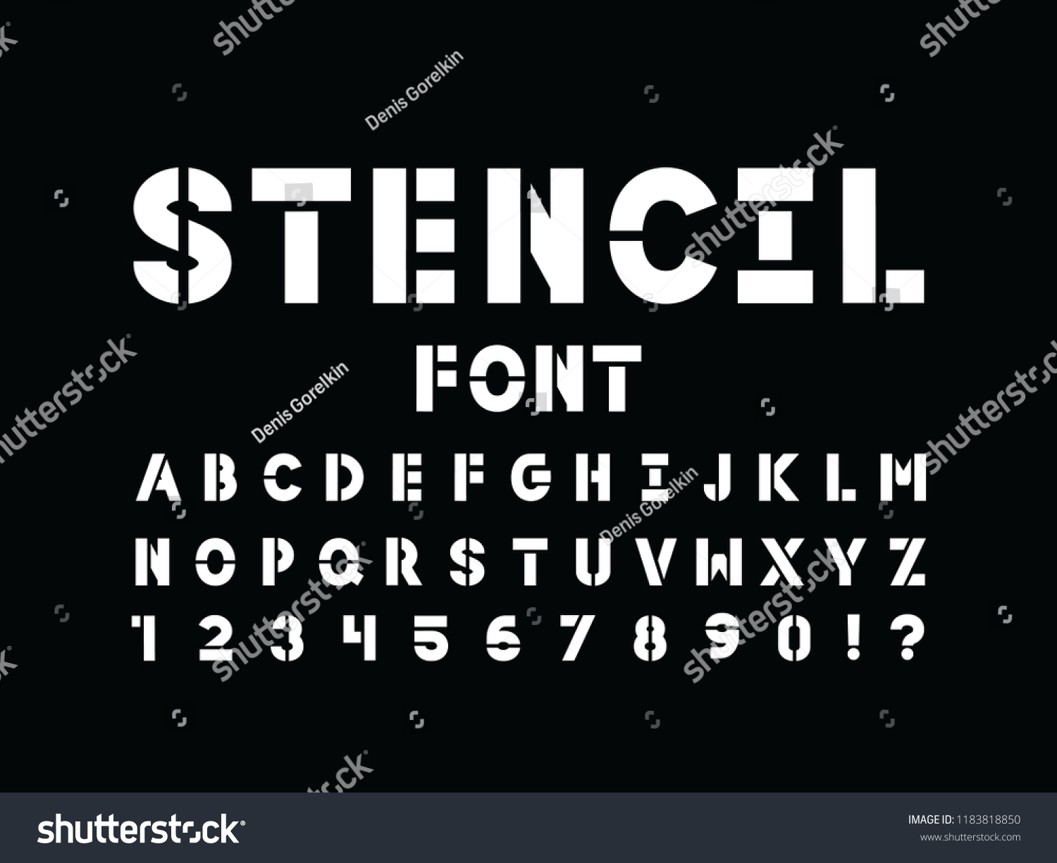 Vektor Stok Stencil Font Vector Alphabet Letters Numbers Tanpa Royalti Shutterstock