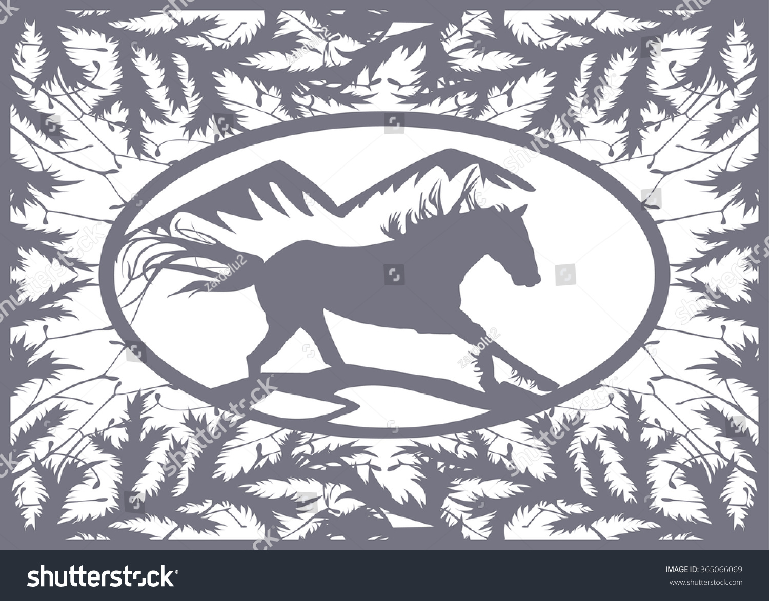 Stencil Galloping Horse Stock Vector (Royalty Free) 365066069