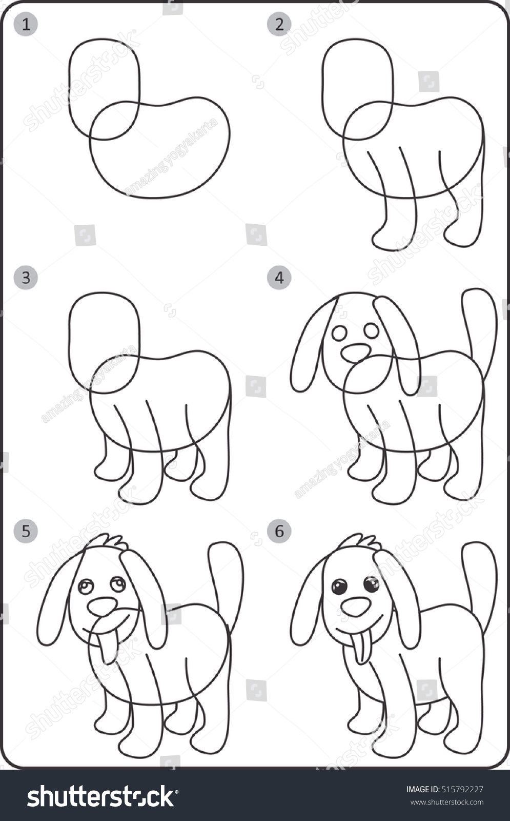 Step By Step Drawing Dog Easy Stock Vector 515792227 - Shutterstock