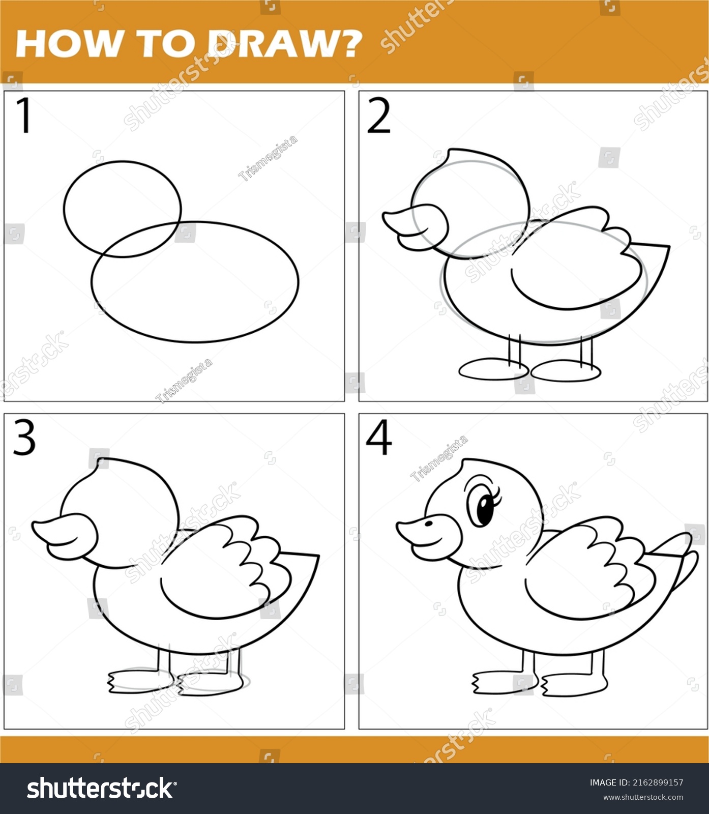 Step By Step Drawing Lesson Children Stock Vector (Royalty Free ...