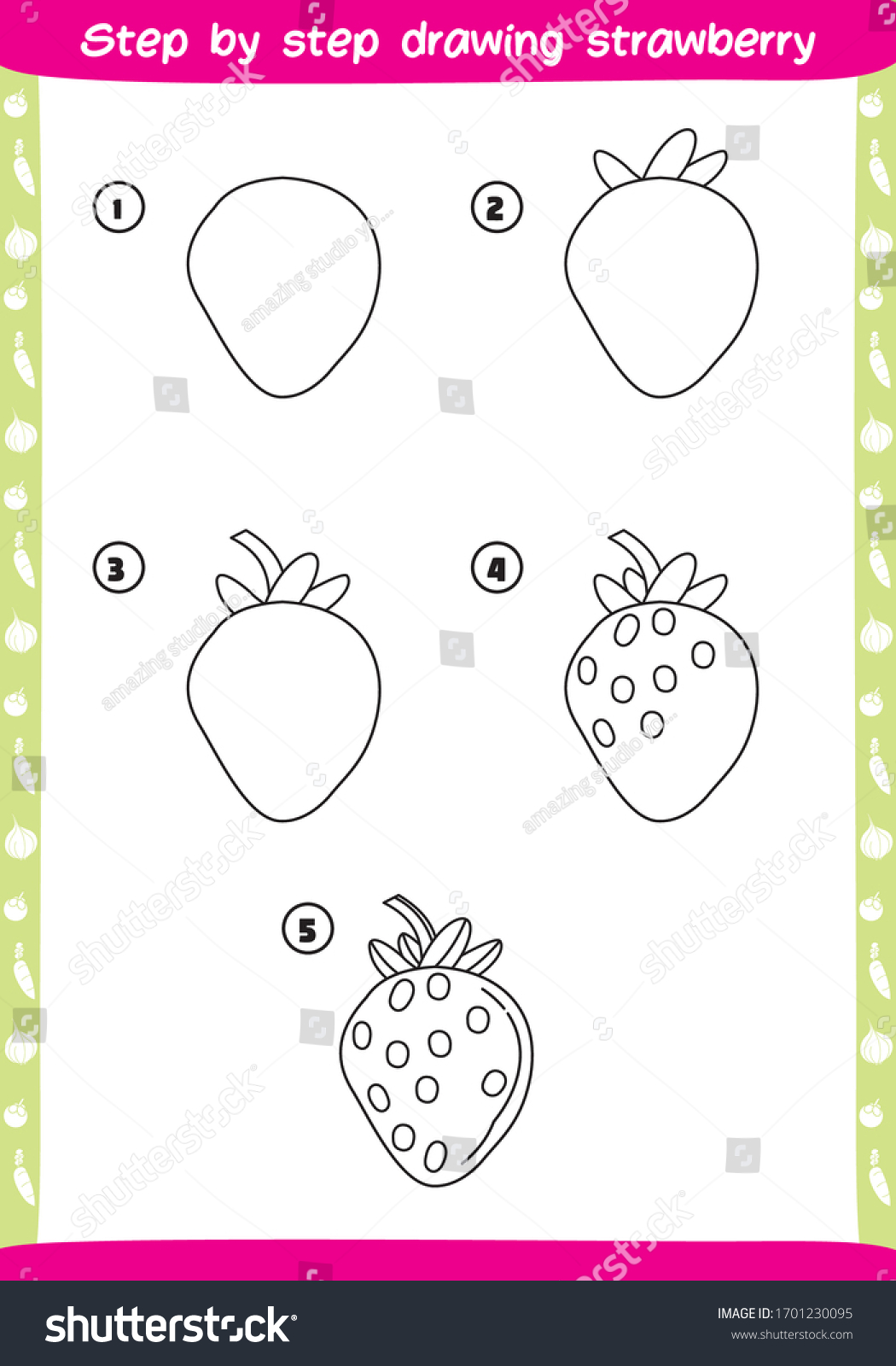 Step By Step Drawing Strawberry How Stock Vector (Royalty Free) 1701230095