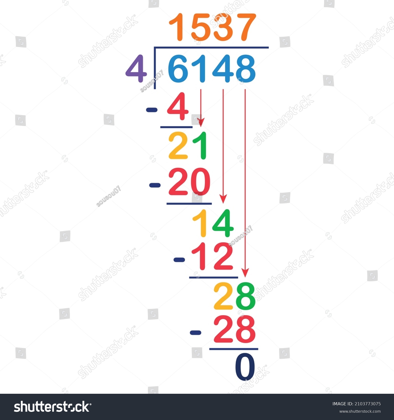 Step Long Division Mathematics Stock Vector (Royalty Free) 2103773075