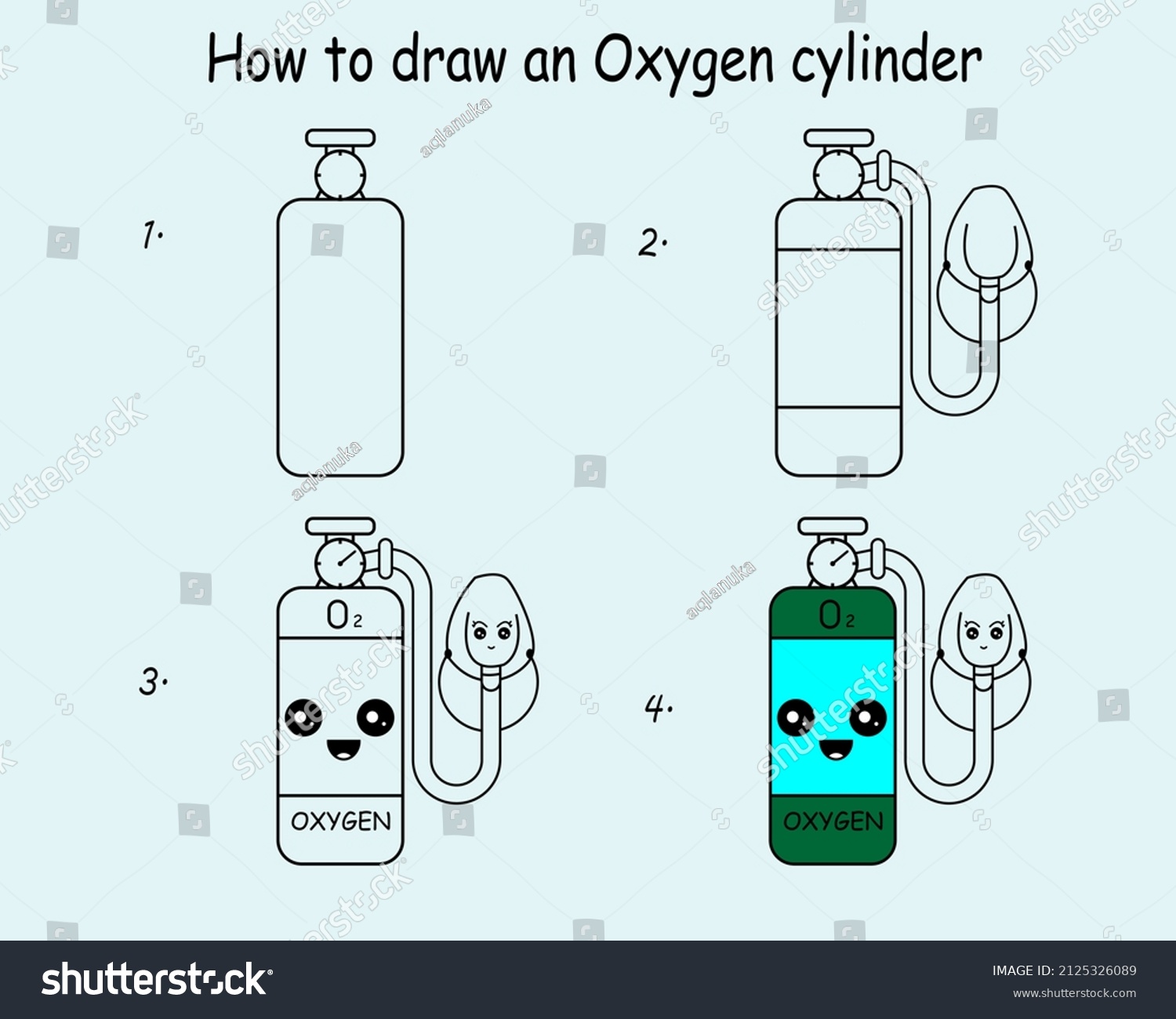 Step Step Draw Oxygen Cylinder Good Stock Vector (Royalty Free