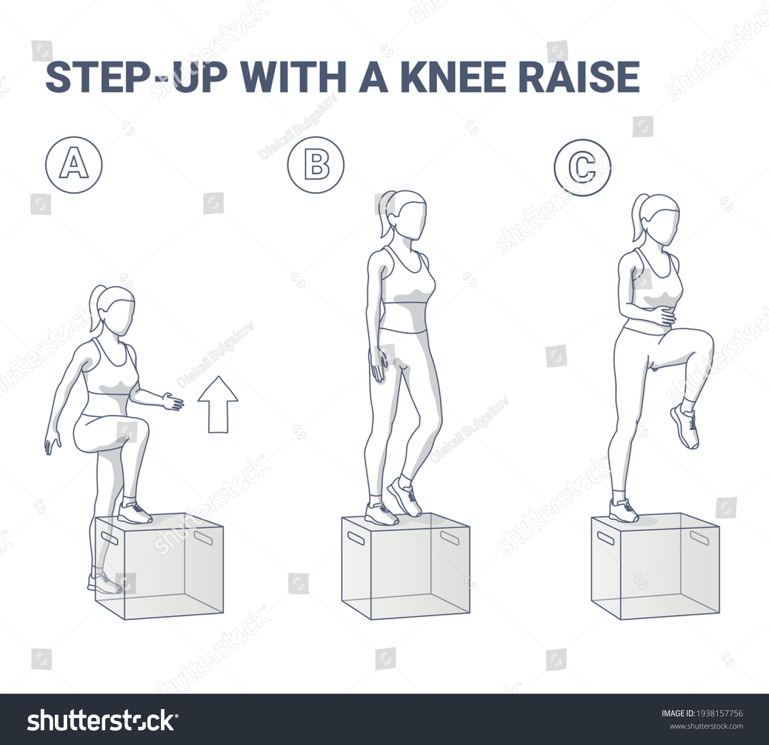 Step Knee Raise Exercise Women Home Stock Vector (Royalty Free ...