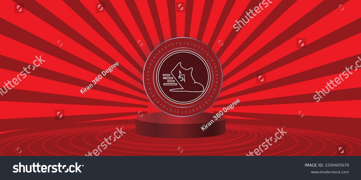 SVG of STEPN cryptocurrency vector illustration logo isolated on red coin on red background, futuristic decentralized blockchain illustration cryptocurrency concept banner background, Poster, print svg