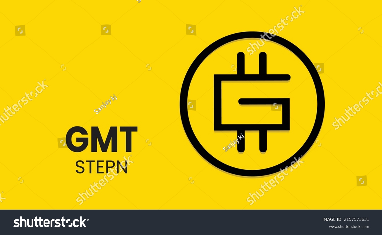 SVG of Stepn GMT coin cryptocurrency 3d logo isolated on yellow background with copy space. vector illustration of Stepn banner design concept. svg