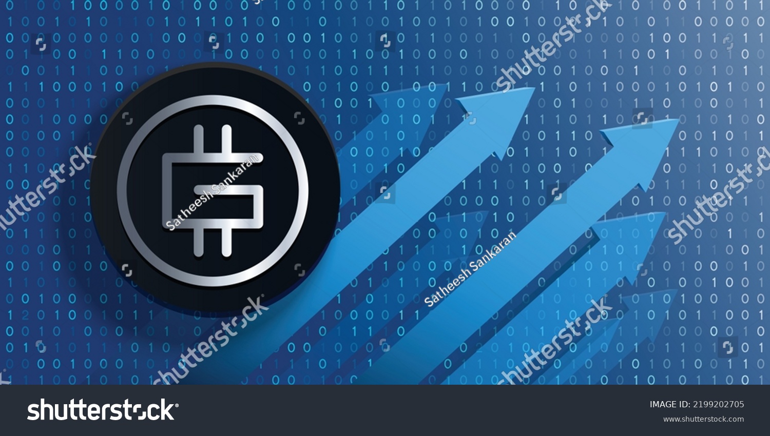 SVG of STEPN (GMT) crypto currency logo coin on futuristic financial technology background and banner vector illustration. Can be used as cover, header, backdrop, poster, wallpaper and print design svg