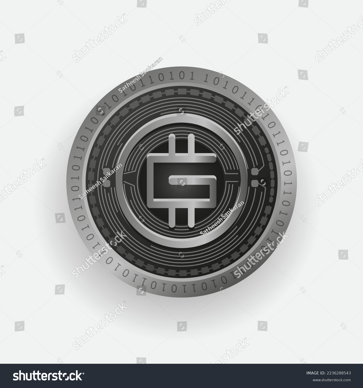 SVG of STEPN (GMT) cryptocurrency Silver coin svg