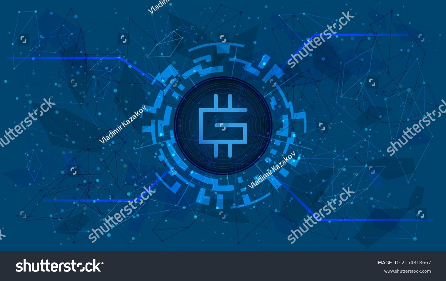 SVG of Stepn GMT token symbol in digital circle with futuristic cryptocurrency theme on blue background. Cryptocurrency coin icon for banner or news. Vector illustration. svg