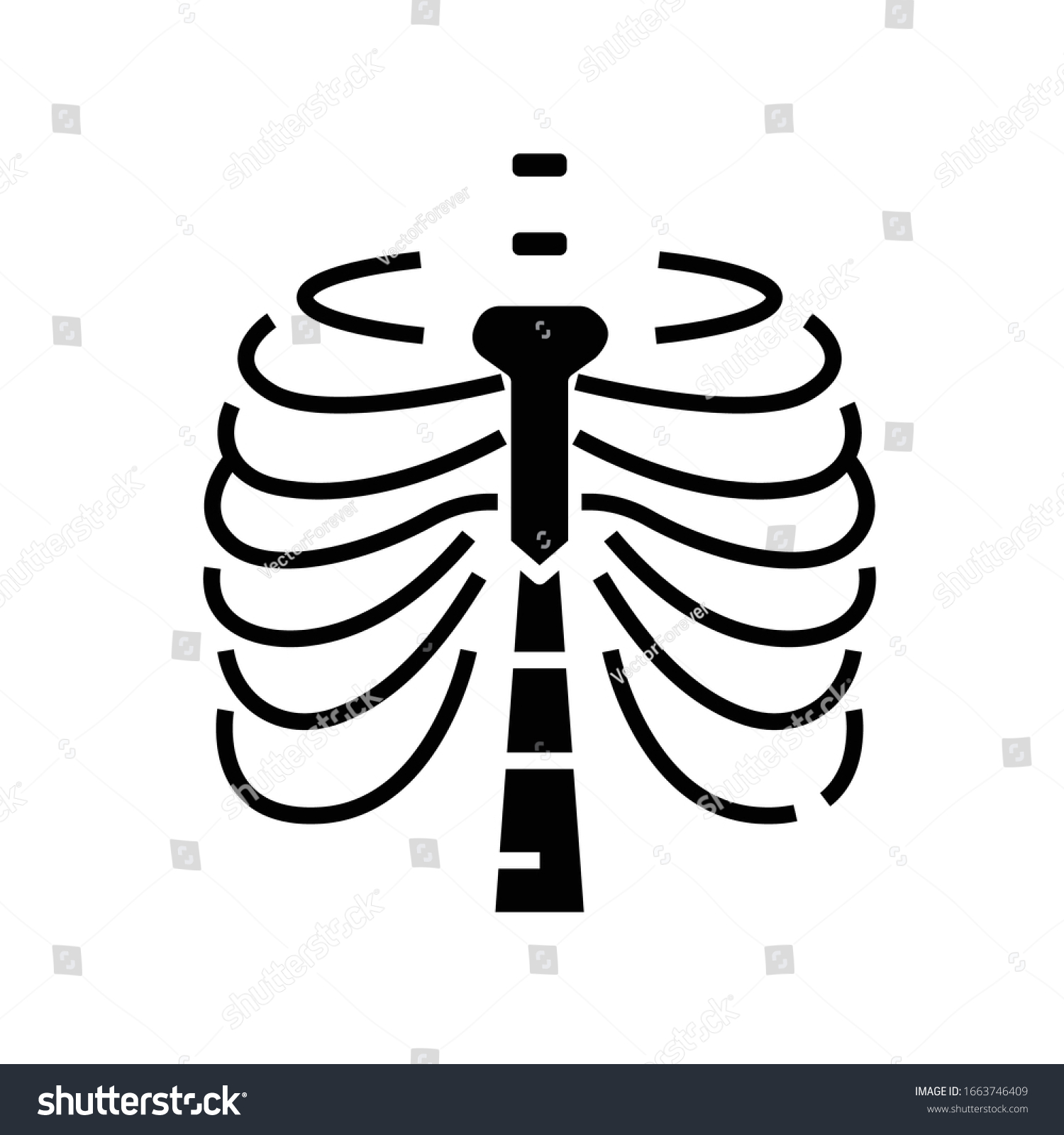 Sternum Bone Structure Black Icon Concept Stock Vector (Royalty Free ...