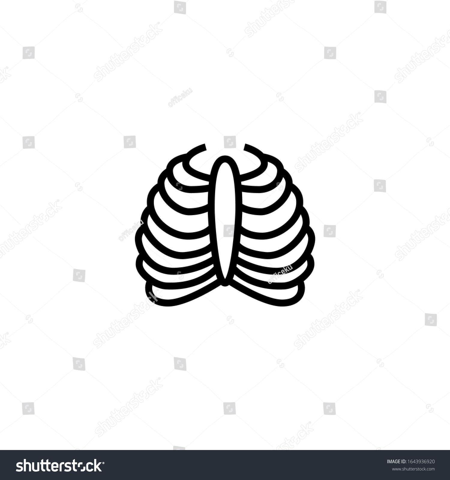 Sternum Vector Icon Linear Outline Style Stock Vector (Royalty Free ...