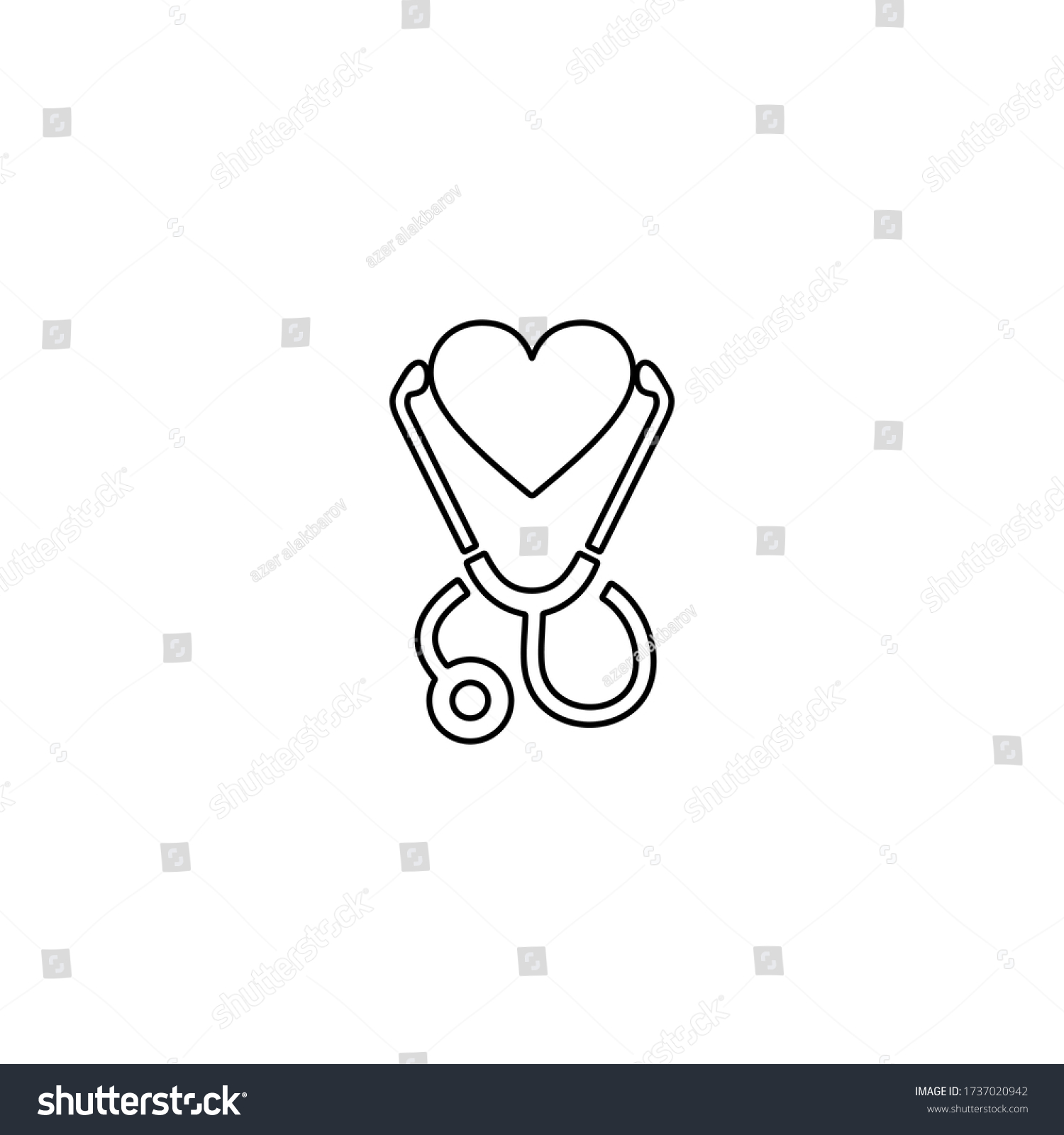 SVG of Stethoscope and heart symbol. Listening heartbeat. Heart rate measurement. Line icon design for health concept. svg