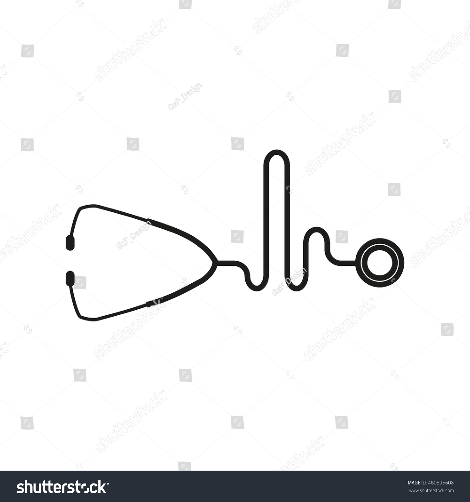 Stethoscope Icon Rhythm Ekg Stock Vector (Royalty Free) 460595608 ...