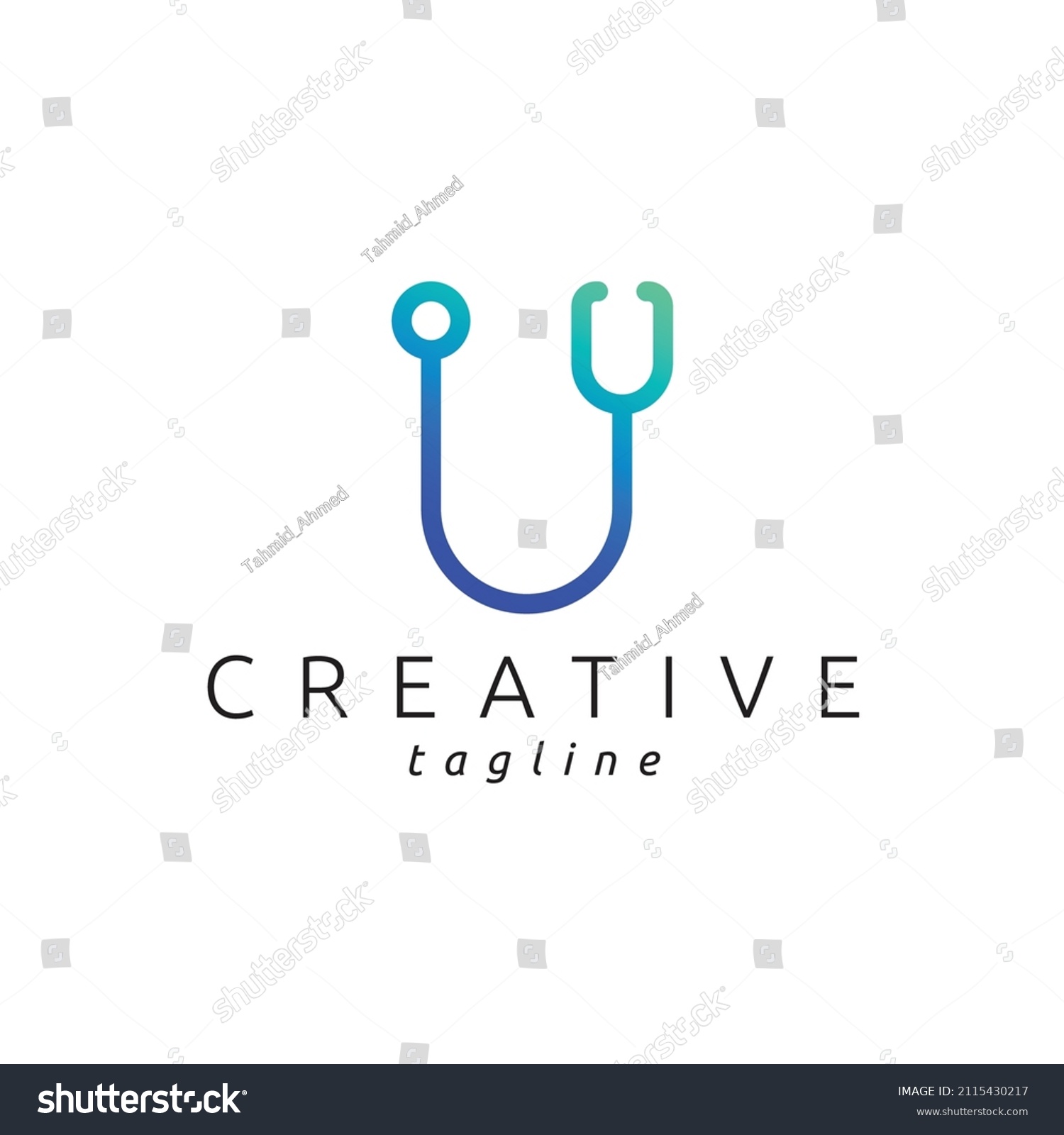 Stethoscope Logo U Letter Modern Gradient Stock Vector (Royalty Free ...