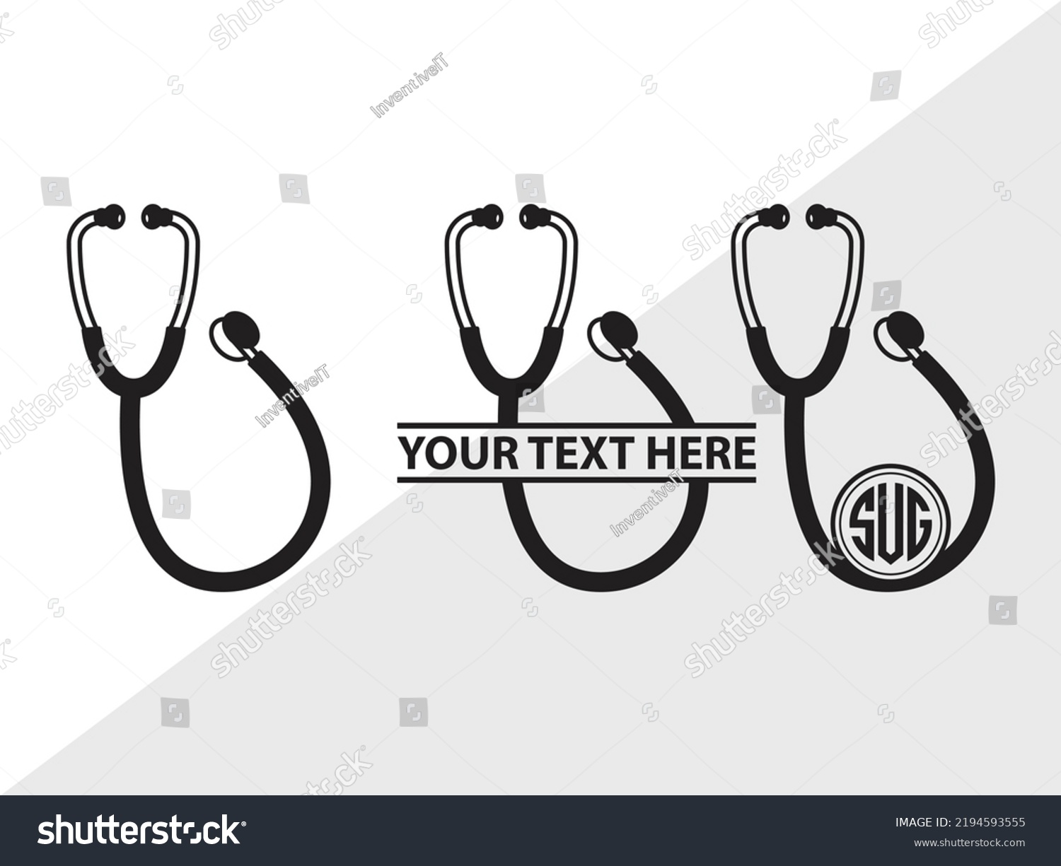 SVG of Stethoscope Monogram SVG Printable Vector Illustration svg