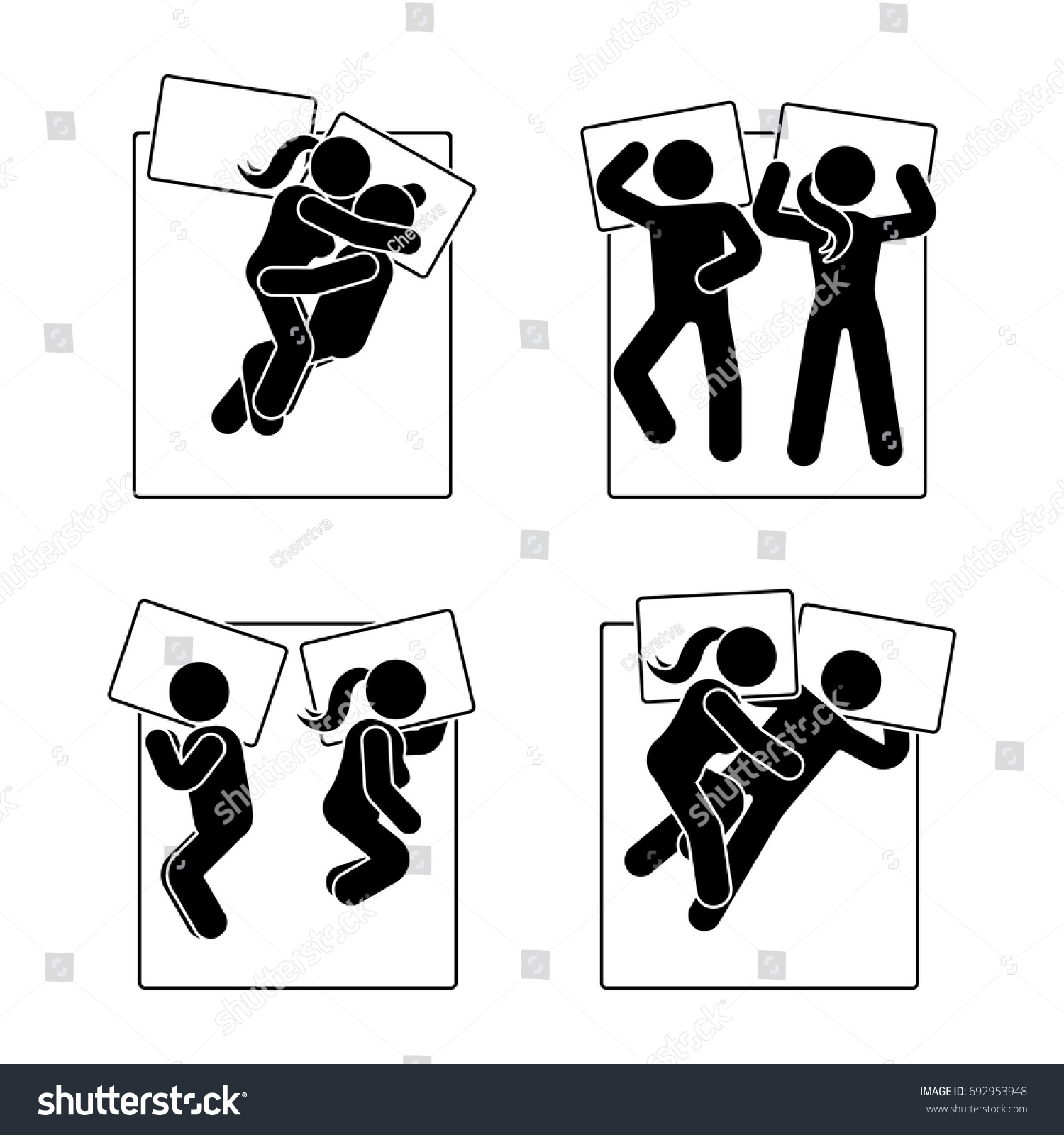 Stick Figure Different Sleeping Position Set Stock Vector Royalty Free 692953948