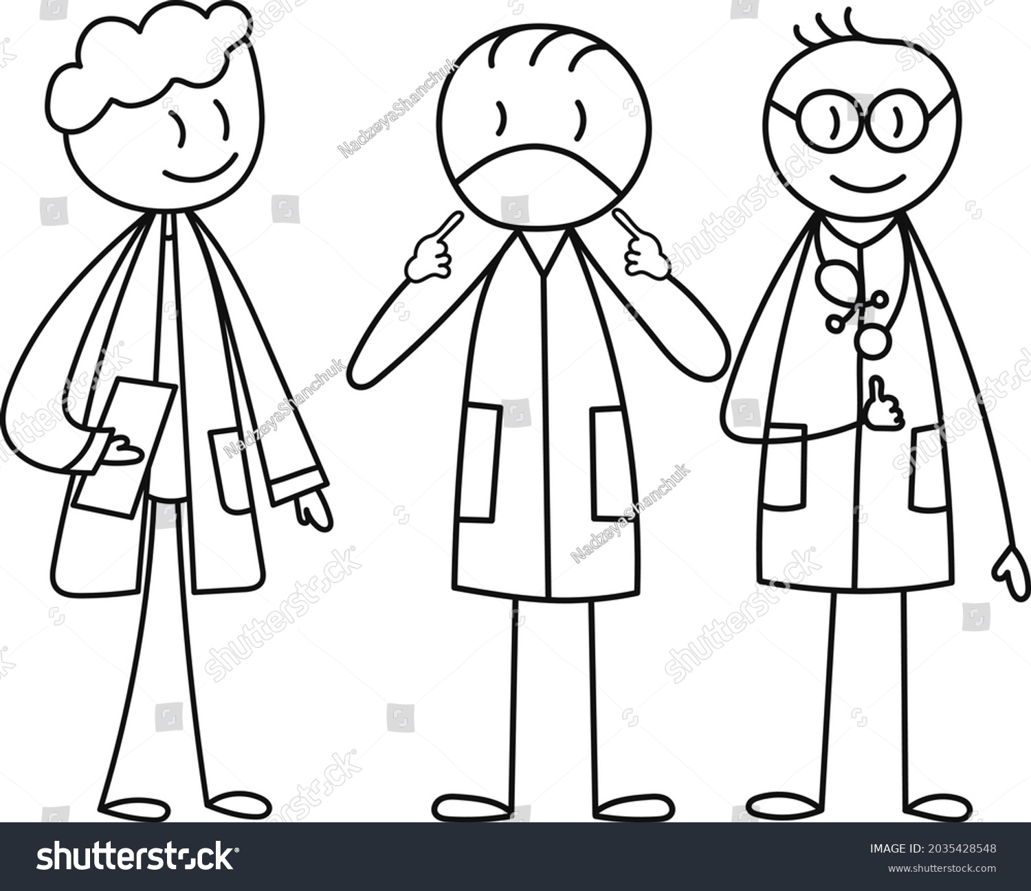 Stick Figure Doctors Lab Coats Stock Vector Royalty Free 2035428548 Shutterstock 