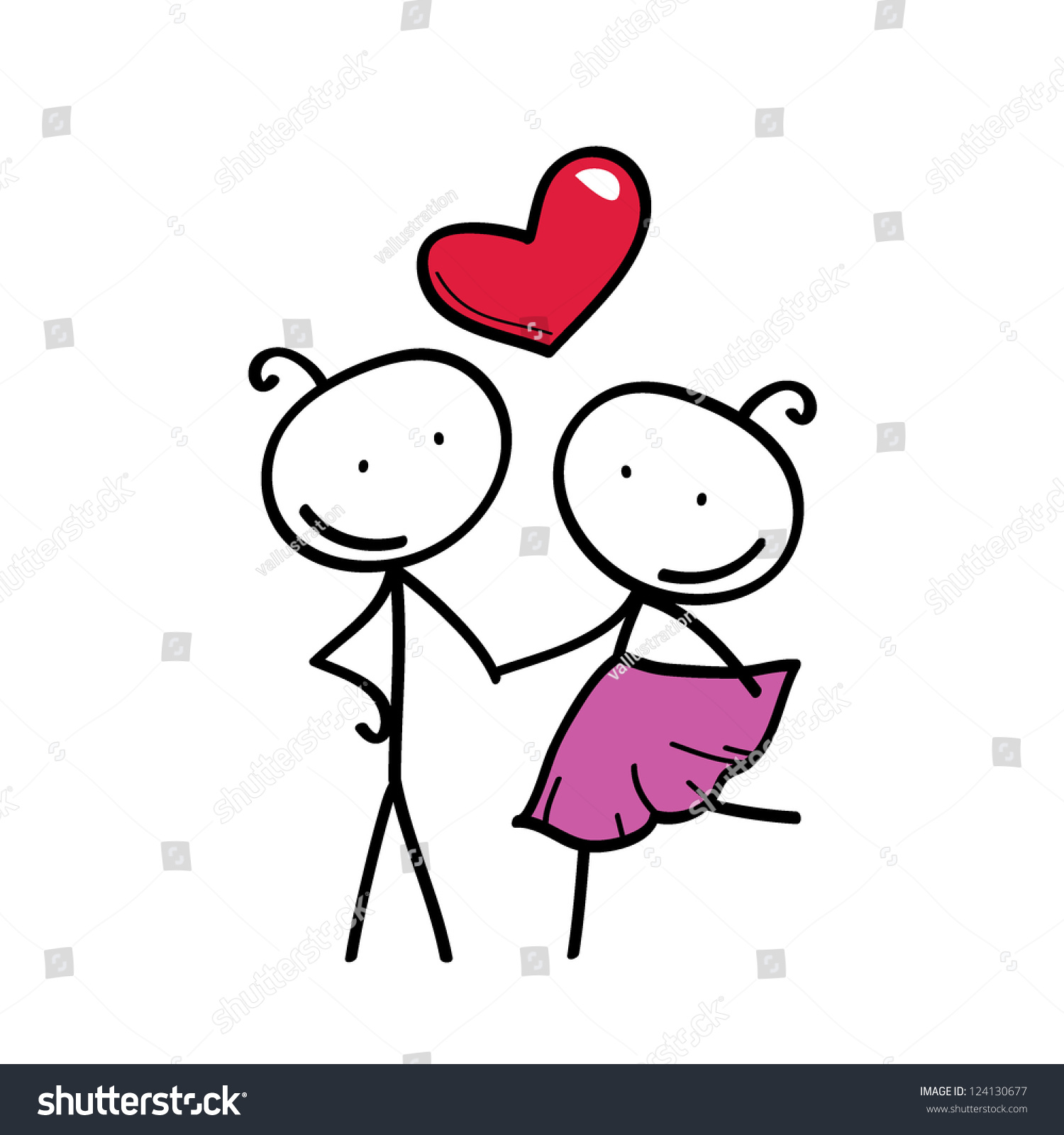 Stick Figure Love Couple Heart Stock Vector 124130677 - Shutterstock