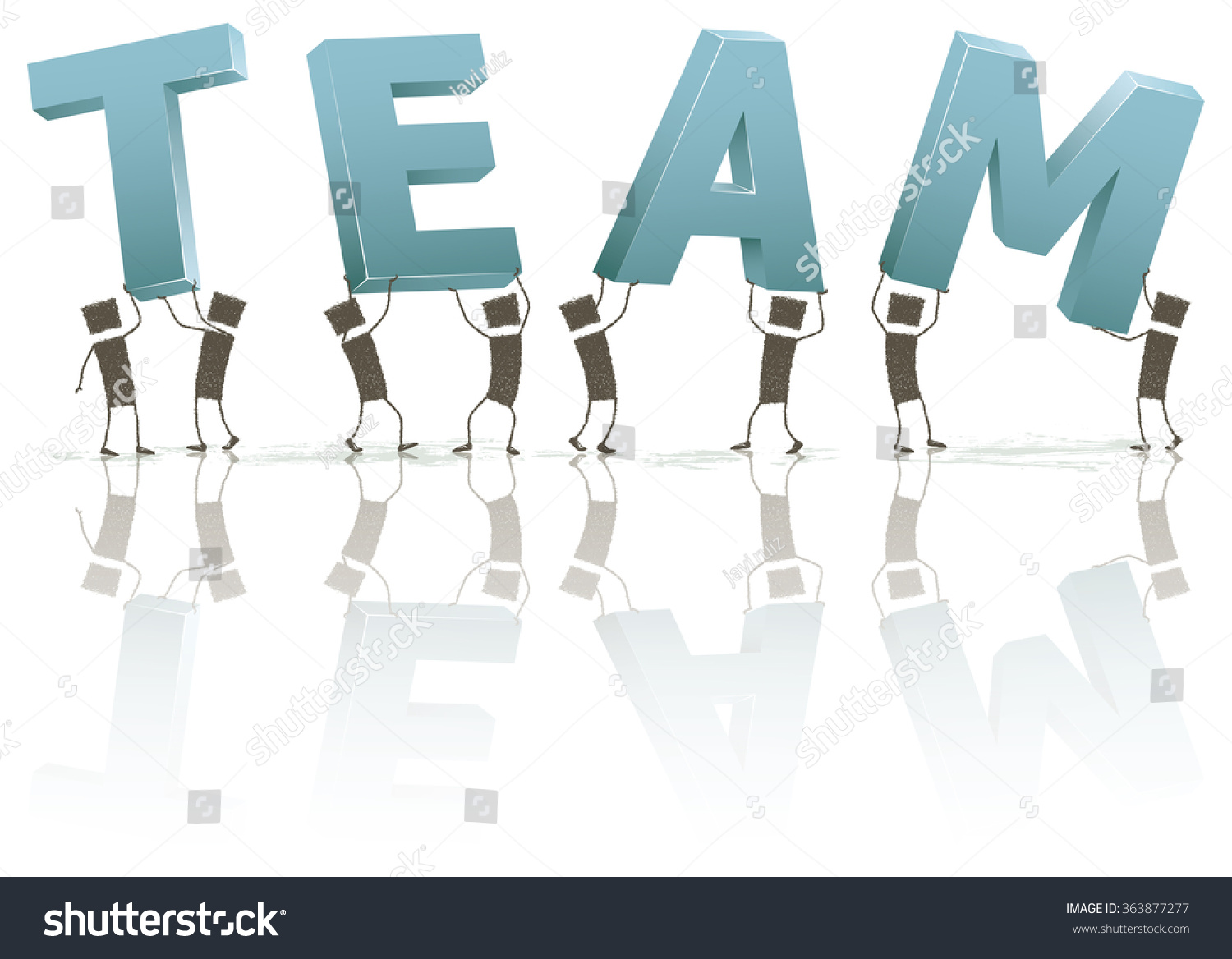 Stick Figures Holding Word Team Group Stock Vector Royalty