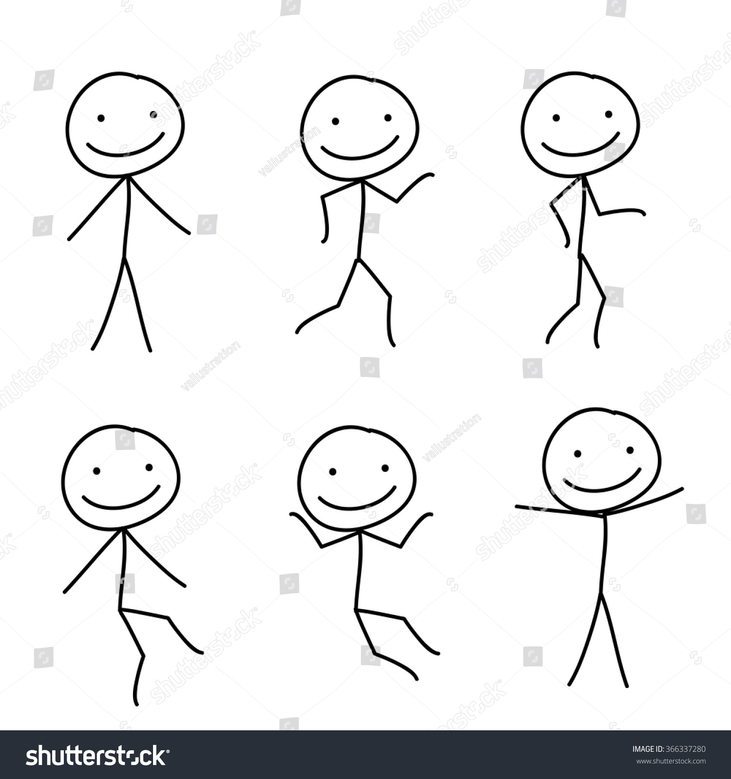 Stick Man Different Poses Animation Style Stock Vector 366337280 ...