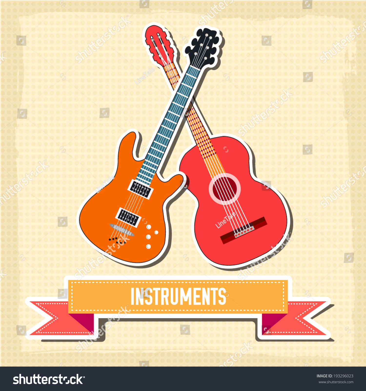 Sticker Guitar Background Concept Vector Illustration Stock Vector