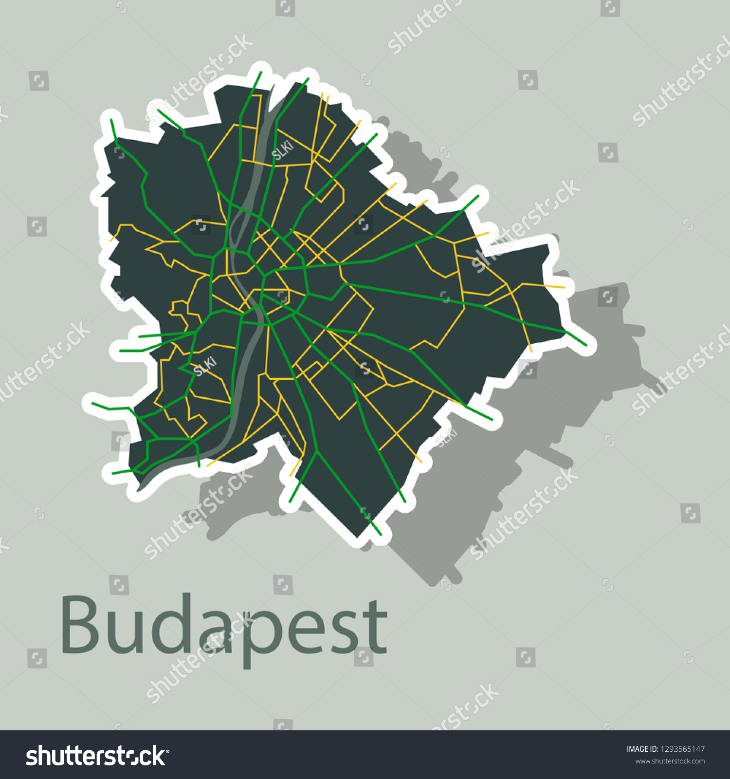 Sticker Scheme Budapest Hungary City Plan Stock Vector (Royalty Free ...