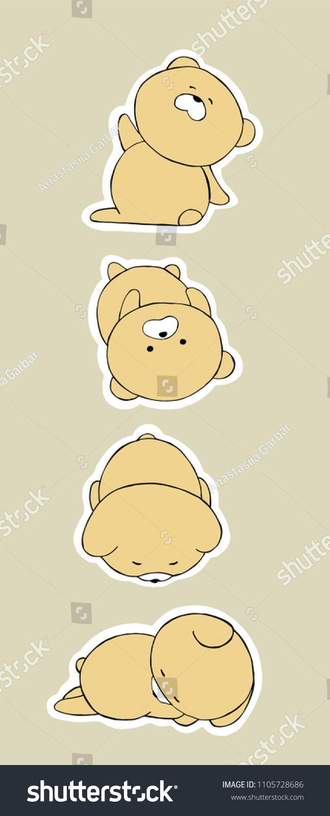 stickers sleepy bear cub bear korean stock vector royalty free 1105728686