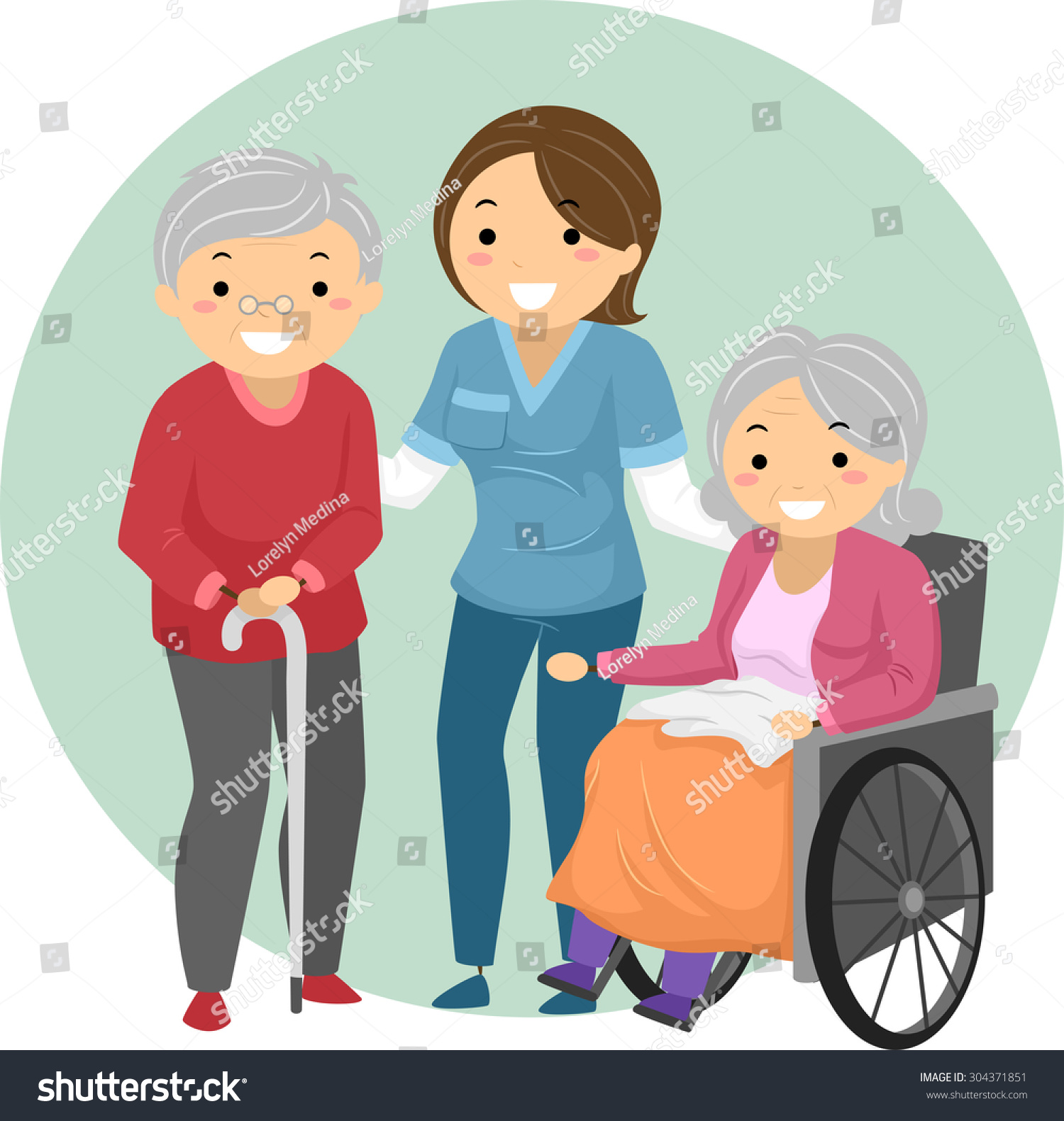 Stickman Illustration Caregiver Assisting Elderly Patients Stock Vector ...