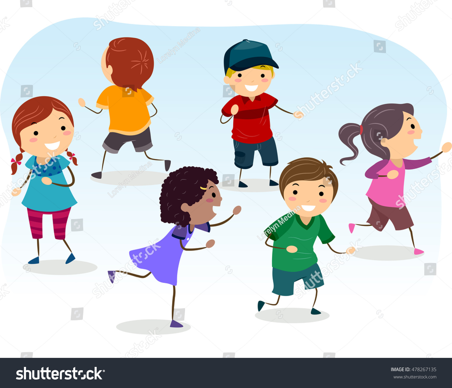 Stickman Illustration Kids Playing Tag Stock Vector 478267135 ...