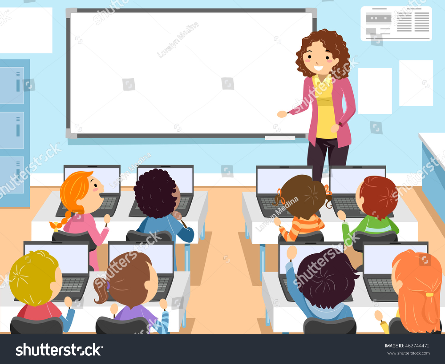 kids computer lab clipart