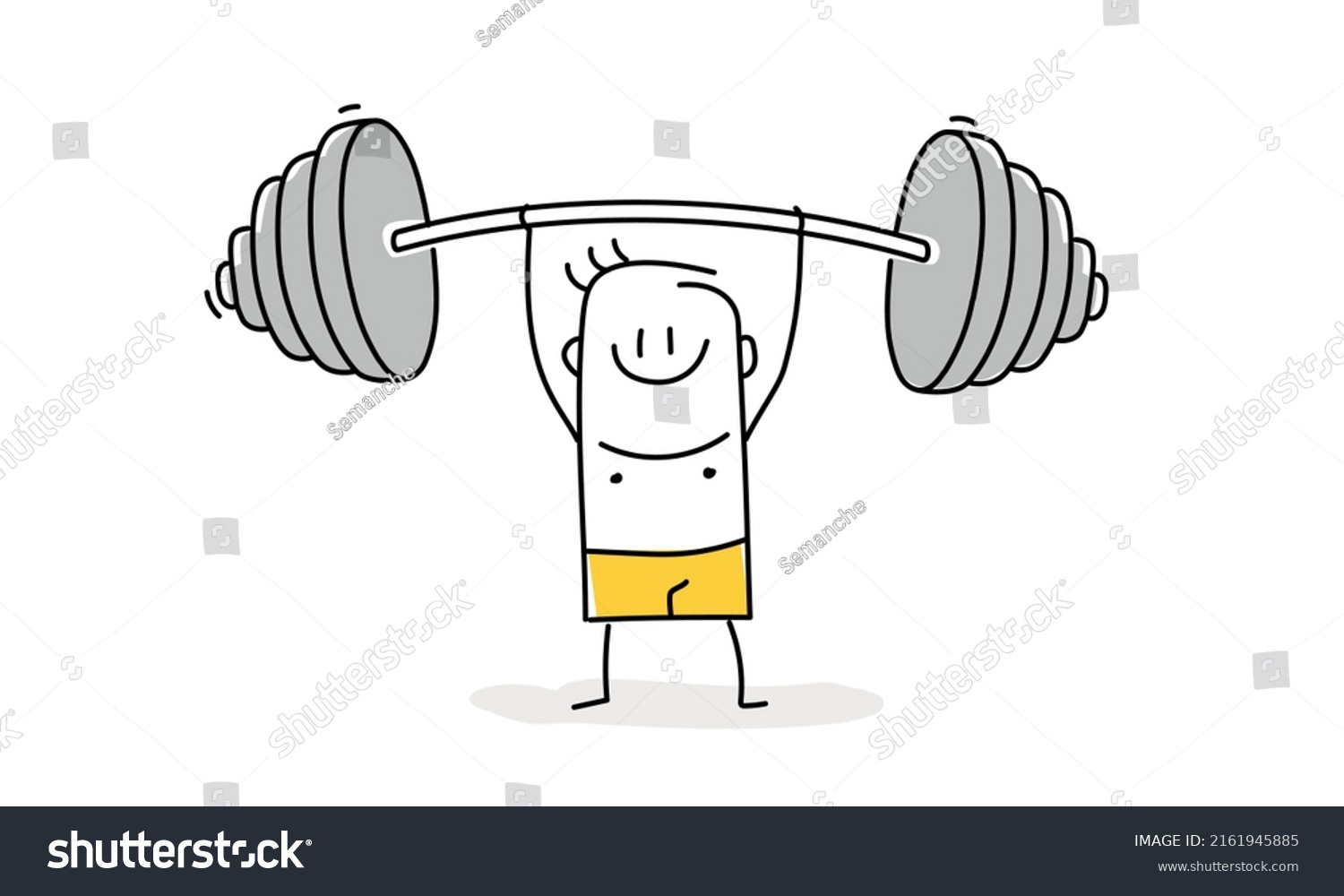 Stickman Lifting Barbell Over Head Doodle Stock Vector (Royalty Free ...