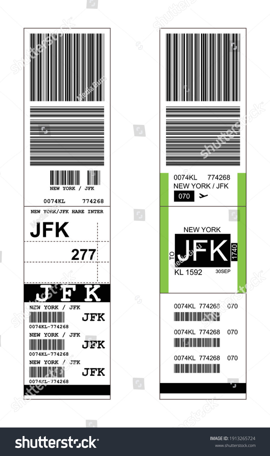 Sticky Baggage Label Jfk New York Stock Vector (Royalty Free Throughout Luggage Label Template Free Download