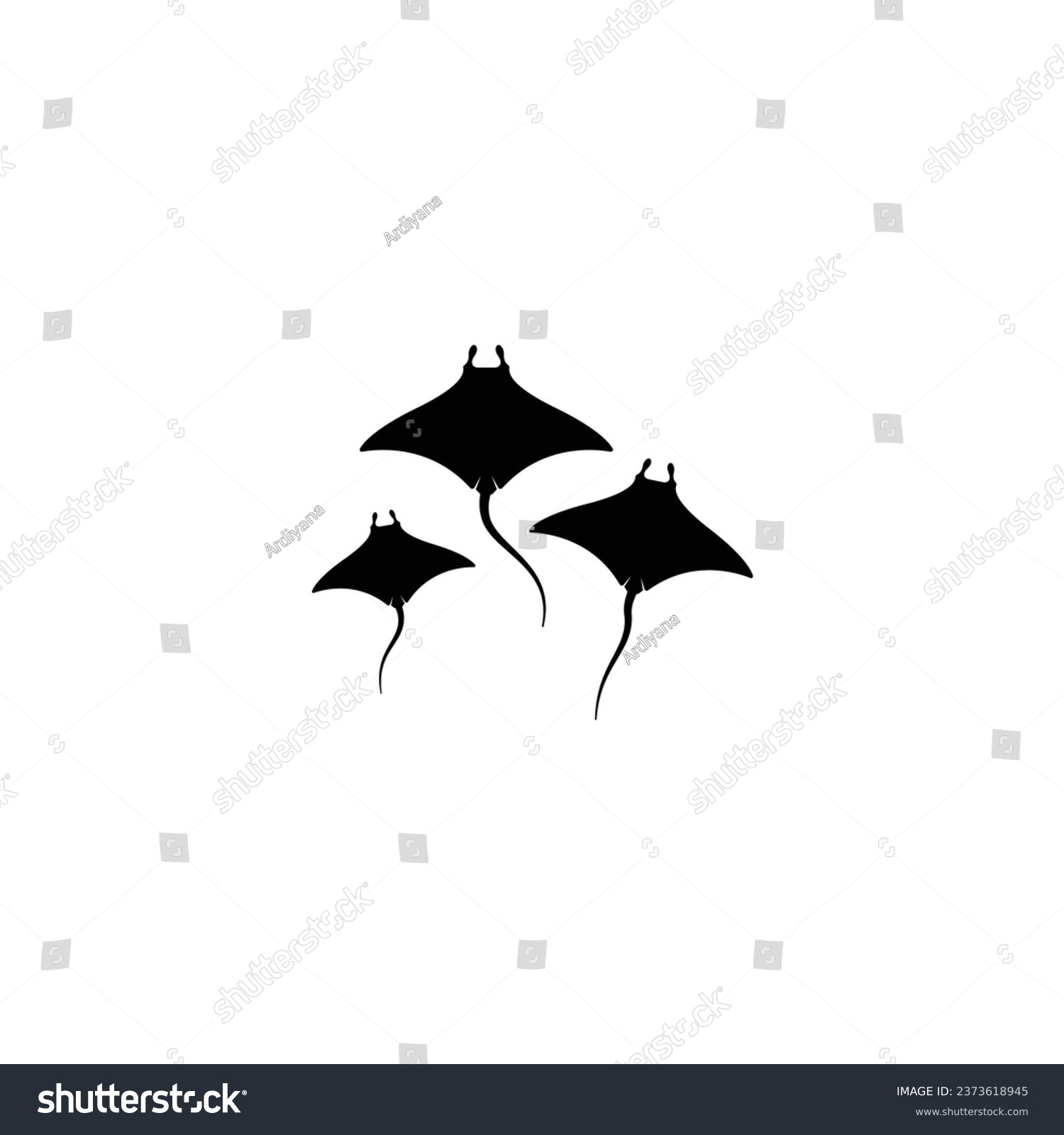 black stingrays swimming, simple design clip art preview