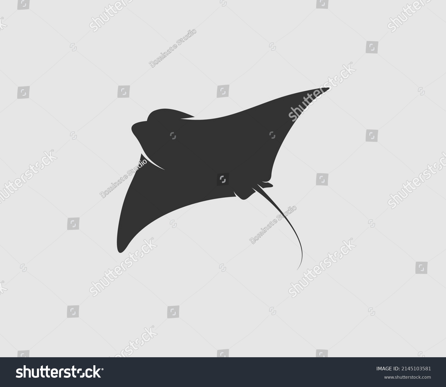 Stingray Silhouette On White Background Isolated Stock Vector (Royalty ...