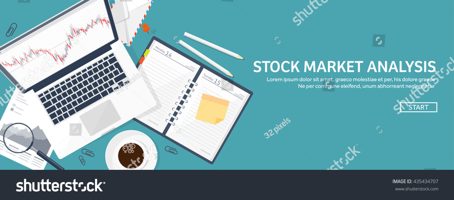 Stock Market Analysisfinanceflat Style Illustrationmoney - 